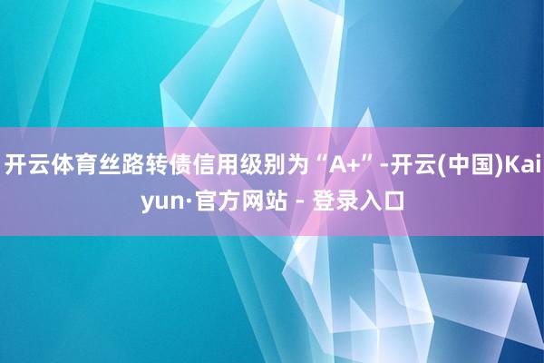 开云体育丝路转债信用级别为“A+”-开云(中国)Kaiyun·官方网站 - 登录入口