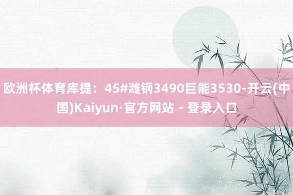 欧洲杯体育库提:45#潍钢3490巨能3530-开云(中国)Kaiyun·官方网站 - 登录入口